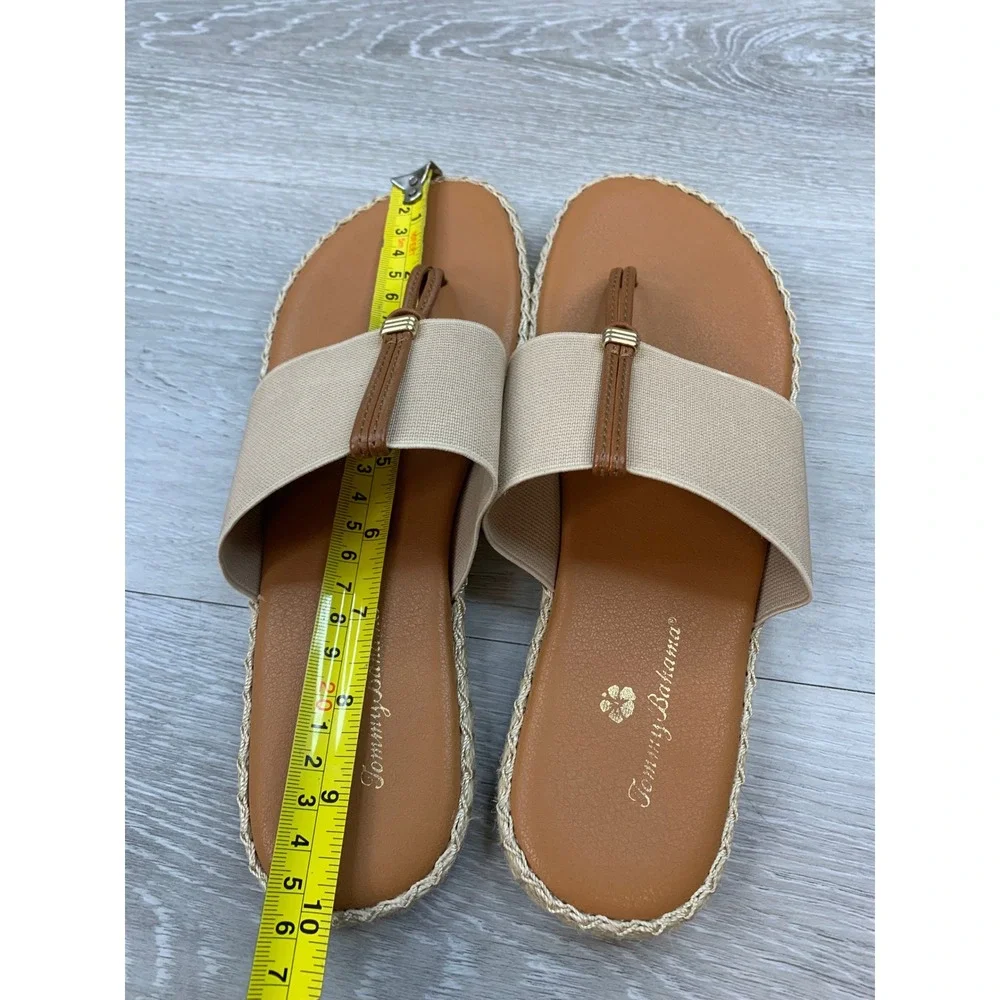 Tommy Bahama Modena Light Tan Espadrille Thong Slide Sandals Women's 7.5 Shoes